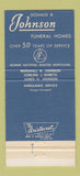 Matchbook Cover - Donald Johnson Funeral Home Bedford Hudson OH 30 Strike