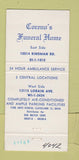 Matchbook Cover - P Coreno Funeral Home Cleveland OH 30 Strike