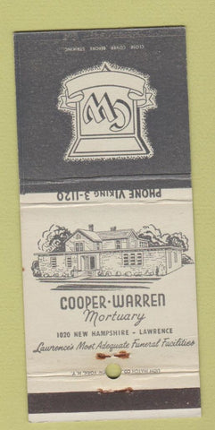 Matchbook Cover - Cooper Warren Funreal Home Lawrence WEAR 30 Strike