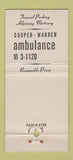 Matchbook Cover - Cooper Warren Funreal Home Lawrence WEAR 30 Strike