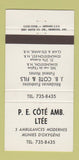 Matchbook Cover - PE Cote Funeral Home Edmundston NB  30 Strike