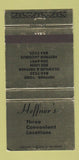 Matchbook Cover - Heffner's Funeral Home York Red Lion PA WEAR 30 Strike