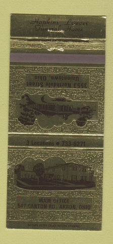 Matchbook Cover - Hopkins Lawuer Funeral Home Uniontown Akron OH 30 Strike