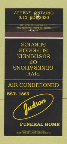 Matchbook Cover - Judson Funeral Home Athens ON 30 Strike
