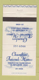 Matchbook Cover - Chambers Funeral Home Berea Cleveland OH 30 Strike