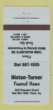 Matchbook Cover - Hinton Turner Funeral Home Paris KY BLUE WEAR 30 Strike