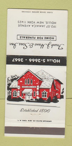 Matchbook Cover - Frank Hans Funeral Home Hollis NY 30 Strike
