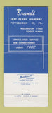 Matchbook Cover - Brandt Funeral Home Pittsburgh PA 30 Strike