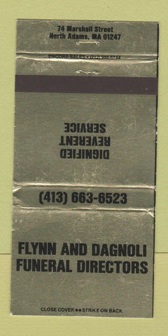 Matchbook Cover - Flynn and Dagnoli Funeral Home North Adams MA WEAR 30 Strike