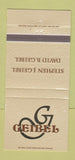 Matchbook Cover - Geibel Funeral Home Butler Lyndora PA 30 Strike