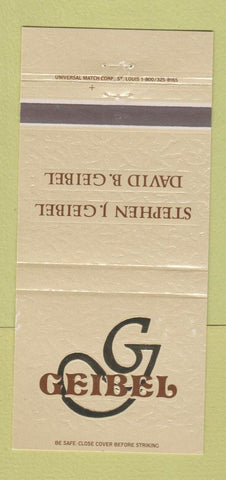 Matchbook Cover - Geibel Funeral Home Butler Lyndora PA 30 Strike