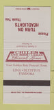 Matchbook Cover - Chiles Funeral Home Lima Bluffton Pandora OH 30 Strike