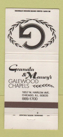 Matchbook Cover - Granata & Massey's Funeral Home Chicago IL WHITE 30 Strike