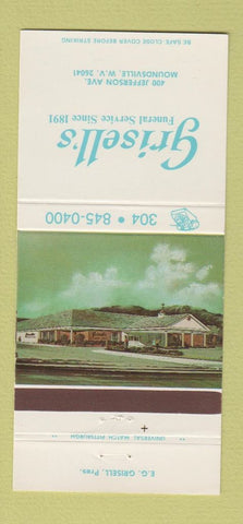 Matchbook Cover - Grisell's Funeral Home Moundsville WV 30 Strike