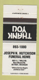 Matchbook Cover - Joseph Hutchison Funeral Home Detroit MI 30 Strike