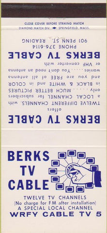 Matchbook Cover - Berks TV Cable Reading PA 30 Strike