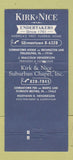 Matchbook Cover - Kirk & Nice Funeral Home Philadelphia PA  30 Strike