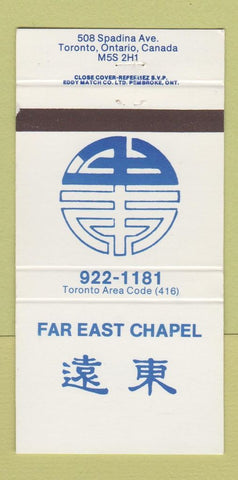 Matchbook Cover - Far East Chapel Funeral Toronto ON 30 Strike