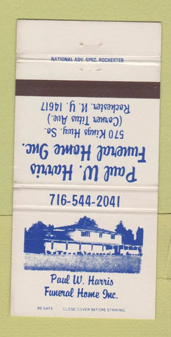 Matchbook Cover - Paul Harris Funeral Home Rochester NY 30 Strike