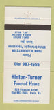 Matchbook Cover - Hinton Turner Funeral Home Paris KY BLUE  30 Strike