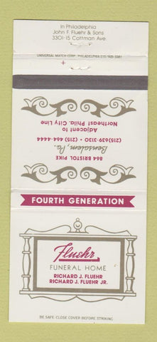 Matchbook Cover - Fluehr Funeral Home Philadelphia PA 30 Strike
