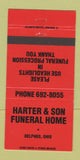 Matchbook Cover - Harter & Son Funeral Home Delphos OH 30 Strike
