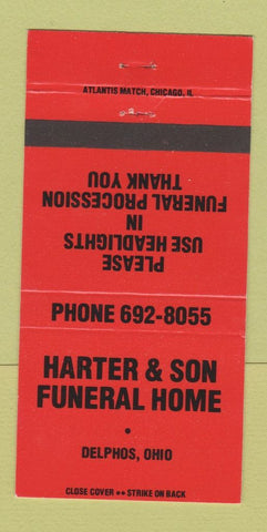 Matchbook Cover - Harter & Son Funeral Home Delphos OH 30 Strike