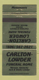 Matchbook Cover - Carlton Lowder Funeral Home Warsaw KY WEAR 30 Strike