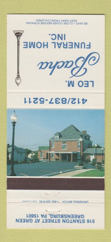 Matchbook Cover - Leo Bacha Funeral Home Greensburg PA 30 Strike