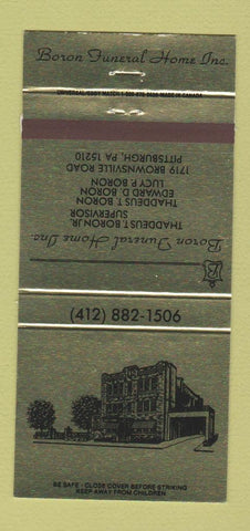 Matchbook Cover - Boron Funeral Home Pittsburgh PA 30 Strike