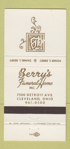 Matchbook Cover - Berry's Funeral Home Cleveland OH #1 30 Strike