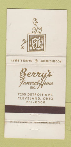 Matchbook Cover - Berry's Funeral Home Cleveland OH WEAR #2 30 Strike