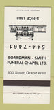 Matchbook Cover - Boardman Smith Funeral Home 30 Strike