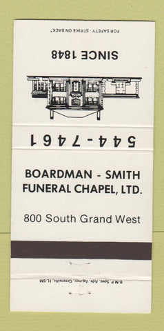 Matchbook Cover - Boardman Smith Funeral Home 30 Strike