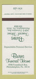 Matchbook Cover - Burns Funeral Home Philadelphia PA 30 Strike