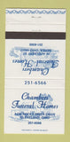 Matchbook Cover - Chambers Funeral Home Berea Cleveland OH 30 Strike
