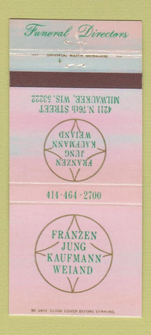 Matchbook Cover Franzen Jung Kaufmann Weiand Funeral Home Milwaukee WI 30 Strike