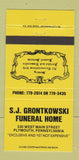 Matchbook Cover - SJ Grontkowski Funeral Home Plymouth PA YELLOW 30 Strike