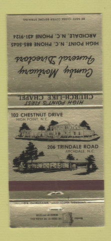 Matchbook Cover - Cumby Mortuary Funeral High Point Archdale NC 30 Strike