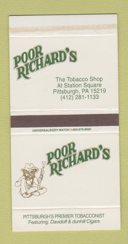 Matchbox - Poor Richard's Tobacco Shop Pittsburgh PA