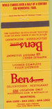 Matchbook Cover - Ben's Deli Restaurant Montreal QC 30 Strike