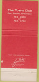Matchbook Cover - The Town Club Fort Smith AR 30 Strike