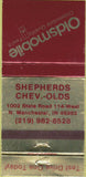 Matchbook Cover - Shepherds Chevrolet Oldsmobile North Manchester IN 30 Strike
