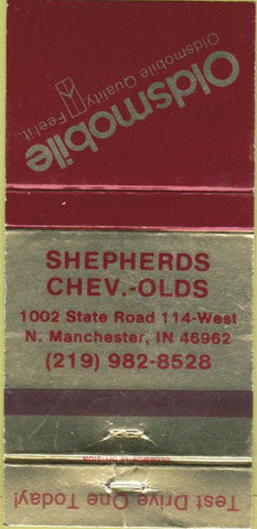 Matchbook Cover - Shepherds Chevrolet Oldsmobile North Manchester IN 30 Strike