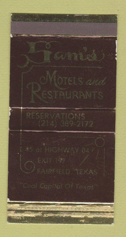 Matchbox - Sam's Motels Restaurants Fairfield TX WEAR