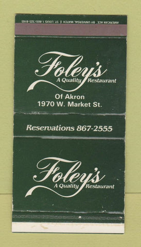 Matchbox - Foley's Restaurant Akron OH WEAR
