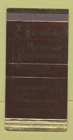 Matchbox - Sam's Motels Restaurants Fairfield TX
