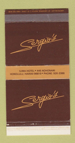 Matchbox - Sergio's Ilima Hotel Honolulu Hawaii