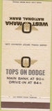 Matchbook Cover - West Omaha National Bank NE 30 Strike