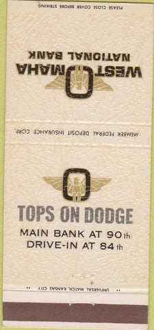 Matchbook Cover - West Omaha National Bank NE 30 Strike